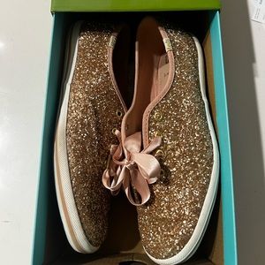 Kate Spade rose gold glitter Keds